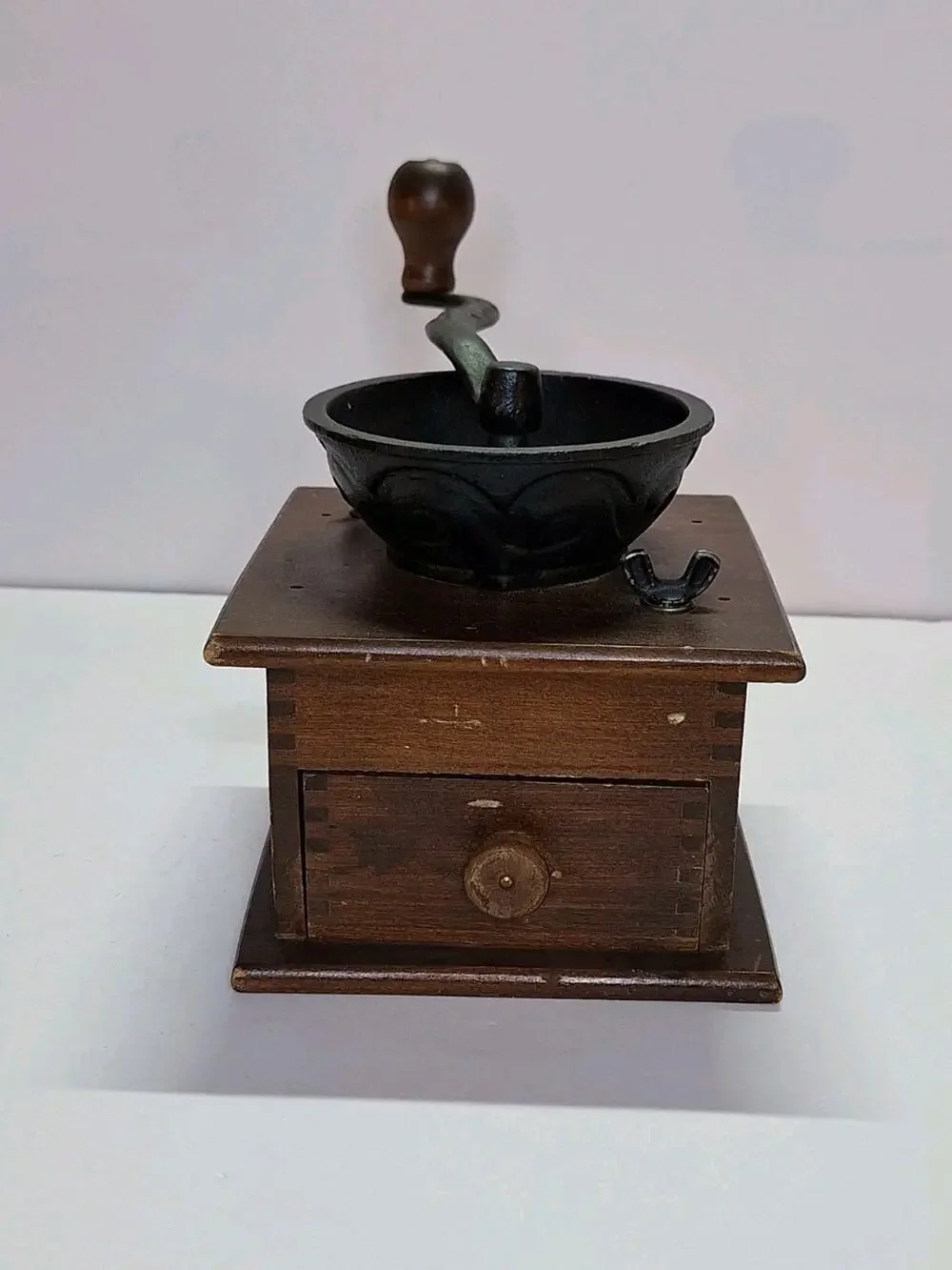 Antique primitive tabletop coffee grinder mid 1800